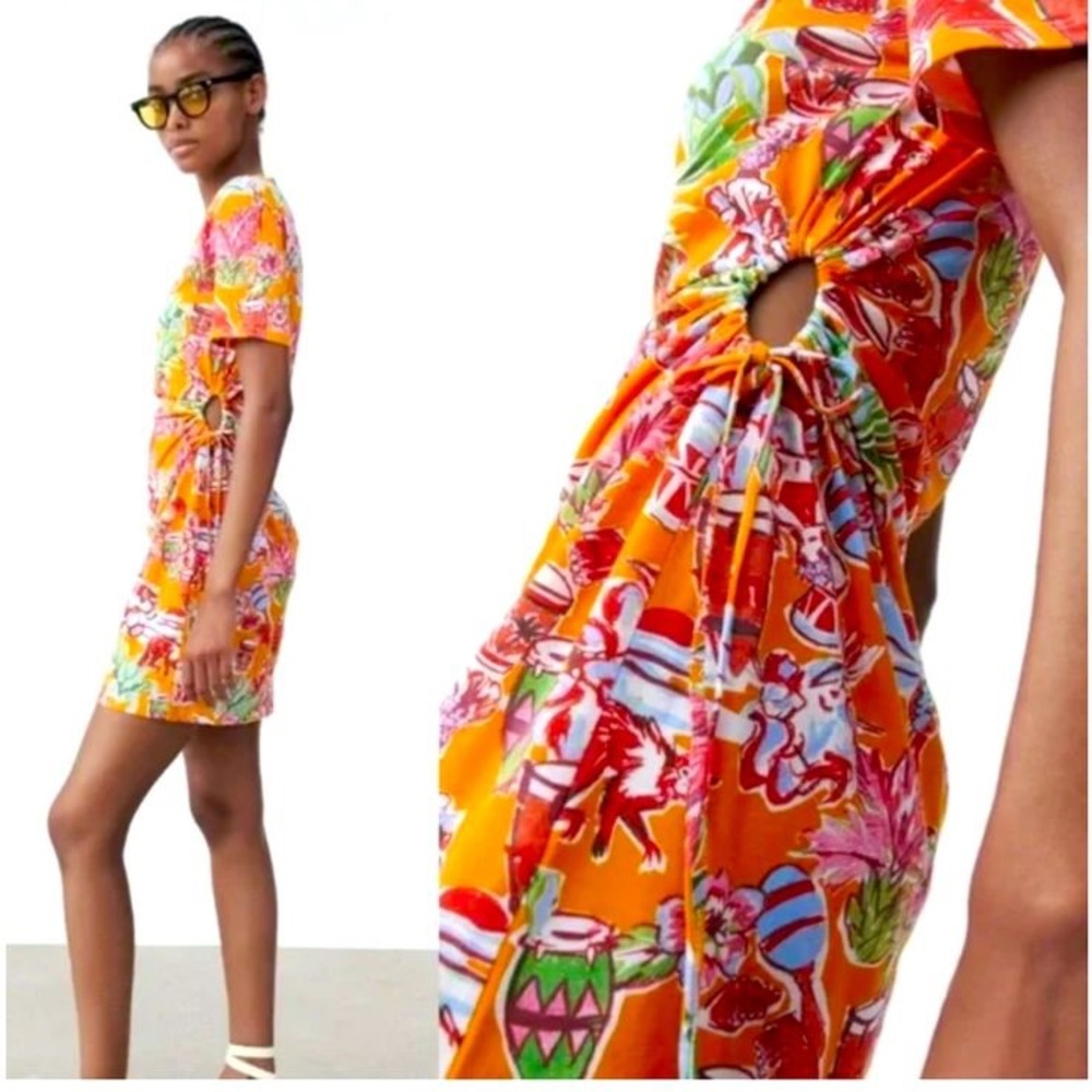 NEW ZARA Tropical Monkey Dress